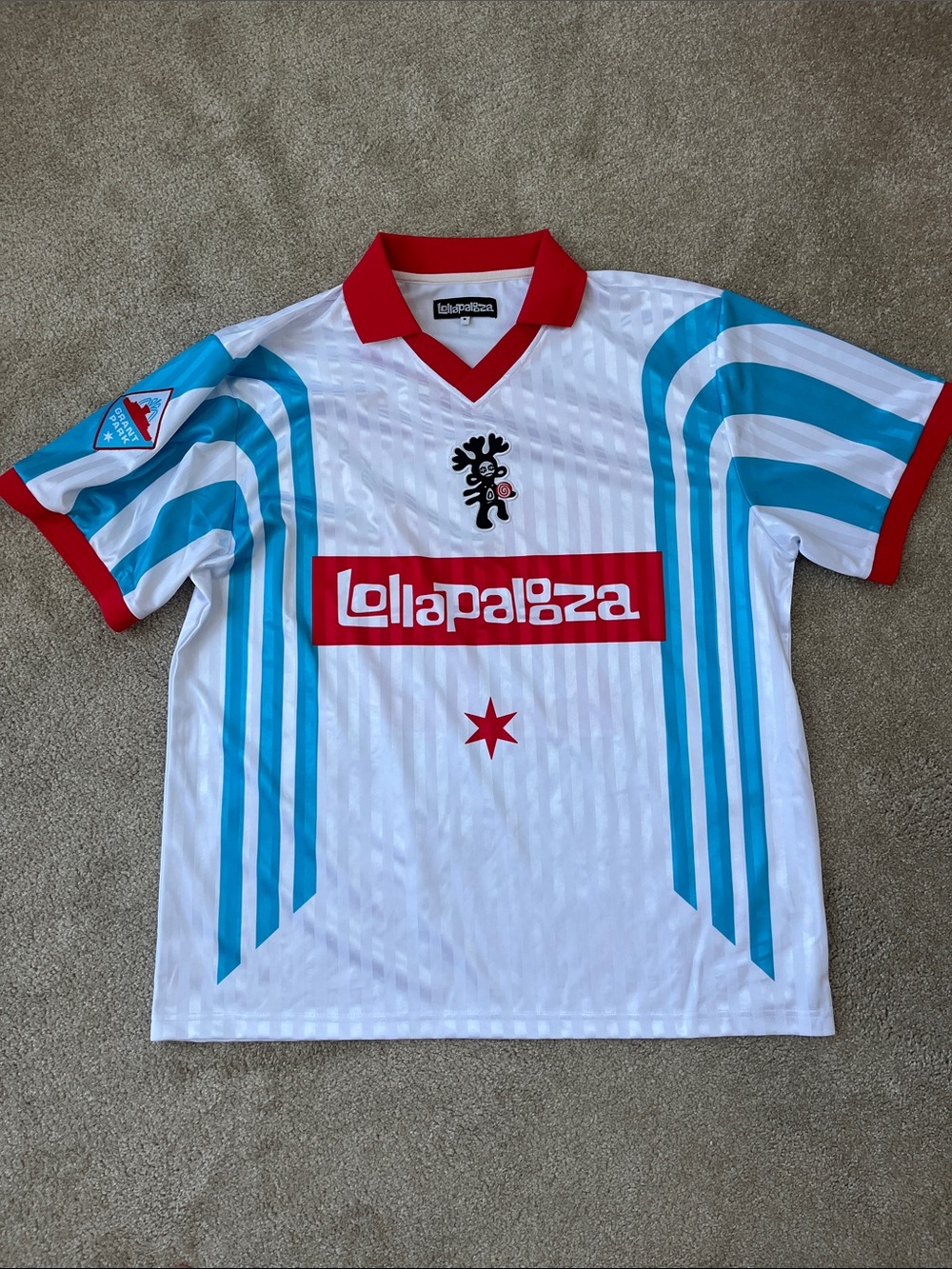 Lollapalooza ‘26 White & Teal Retro Logo Jersey - official merch - NEVER WORN